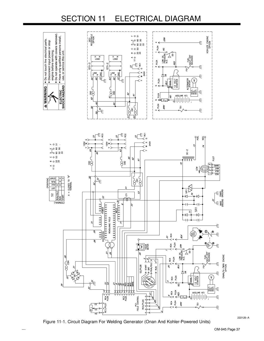 Hobart Welding Products OM-945 194 047U manual Electrical Diagram 