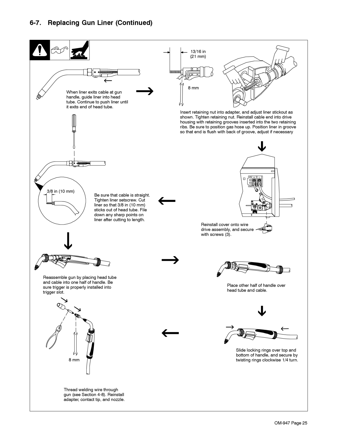 Hobart Welding Products OM-947 212 149D manual 10 mm 