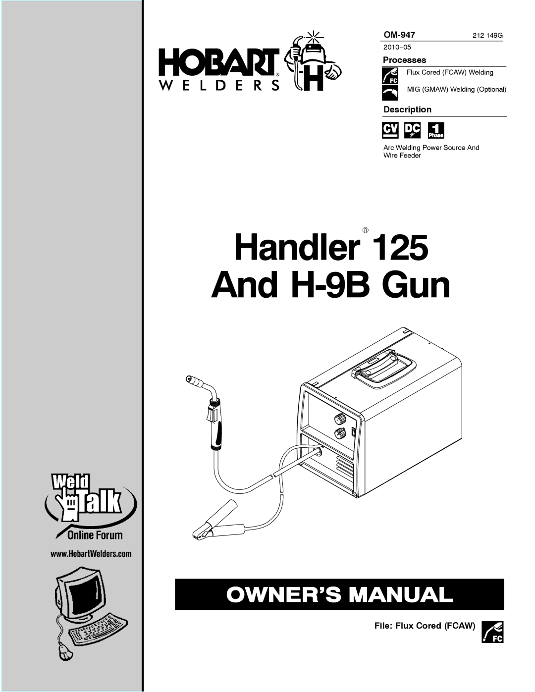 Hobart Welding Products OM-947 manual Processes, Description, File Flux Cored Fcaw 