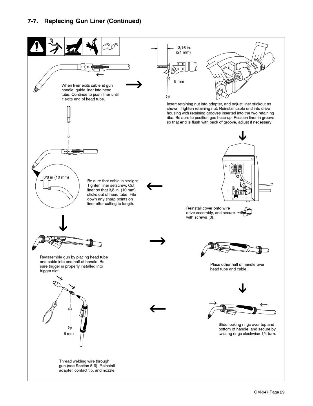 Hobart Welding Products OM-947 manual 10 mm 