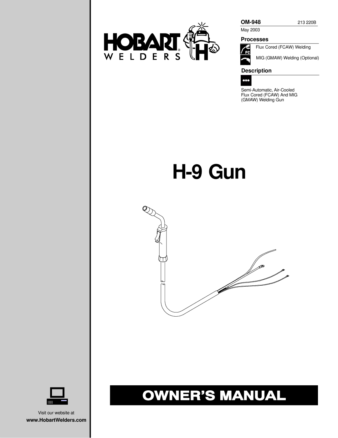 Hobart Welding Products OM-948 manual Gun 