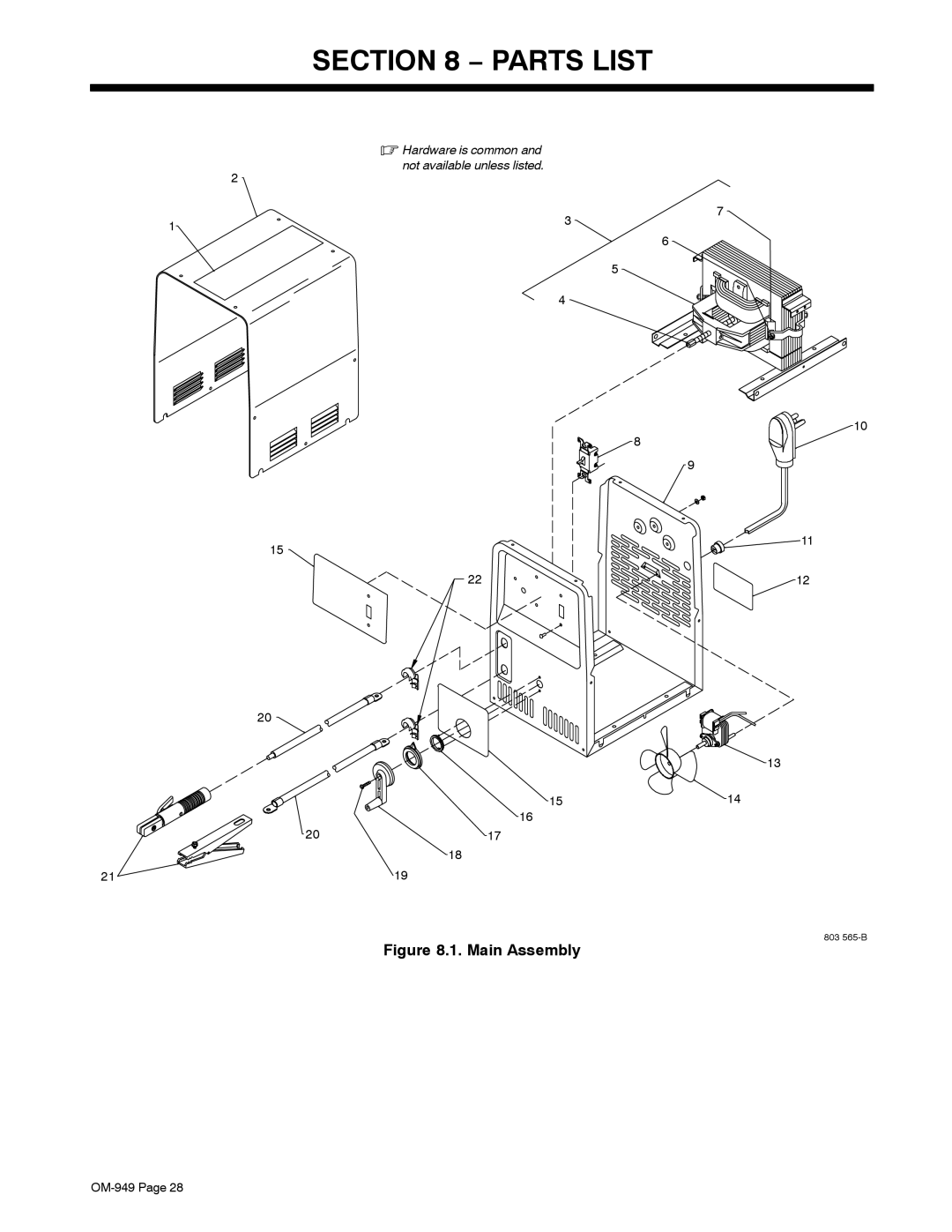 Hobart Welding Products OM-949 manual Parts List 