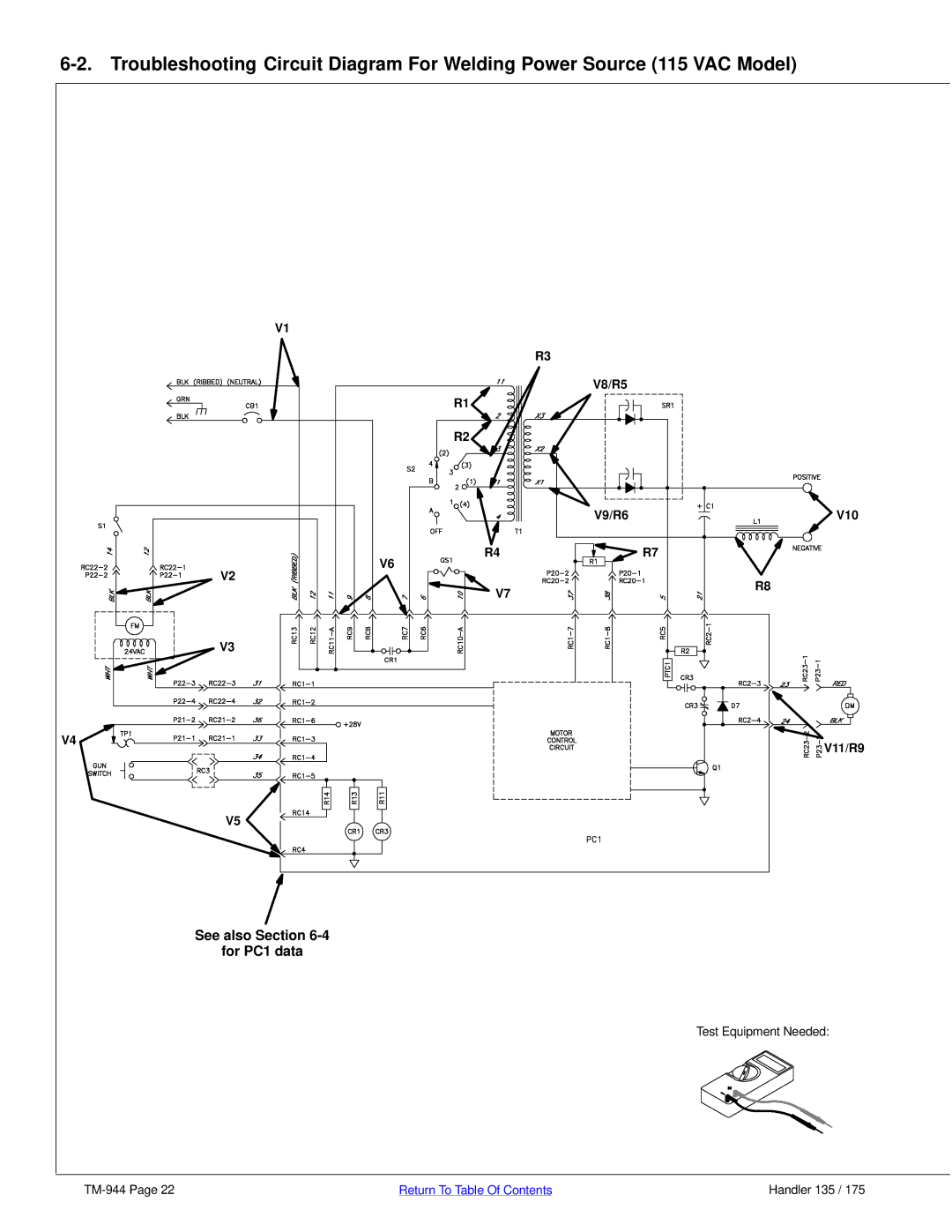 Hobart Welding Products TM-944C manual V8/R5 V9/R6 V10 V11/R9 