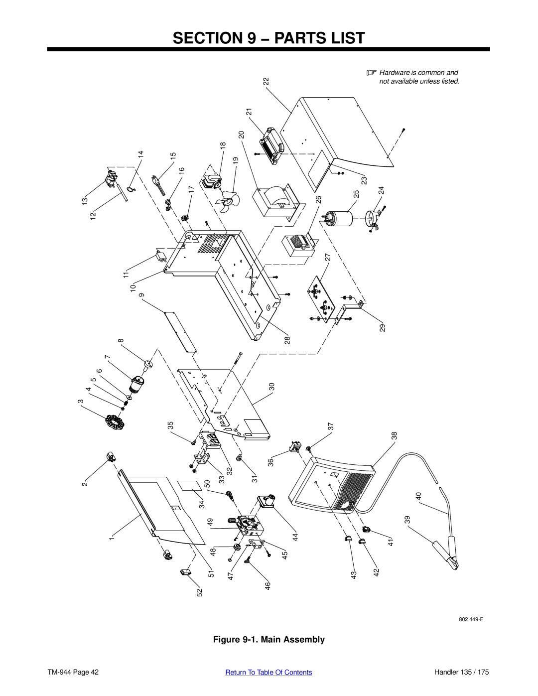 Hobart Welding Products TM-944C manual Parts List, 11 10 