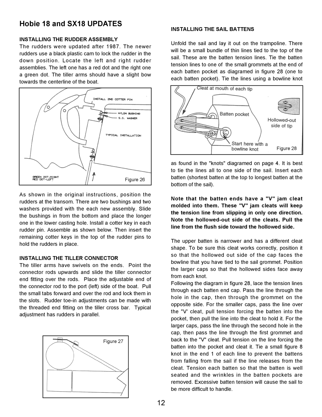 Hobie 18 SX, 18 SE manual Hobie 18 and SX18 Updates, Installing the Rudder Assembly 