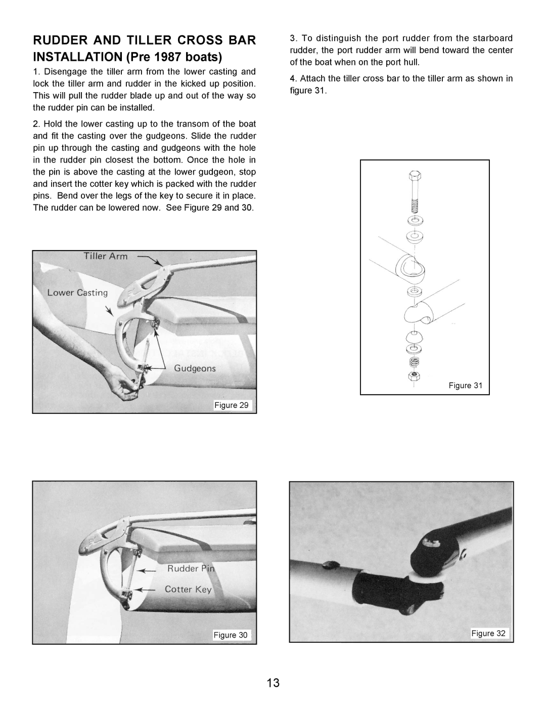 Hobie 18 SE, 18 SX manual Rudder and Tiller Cross BAR Installation Pre 1987 boats 