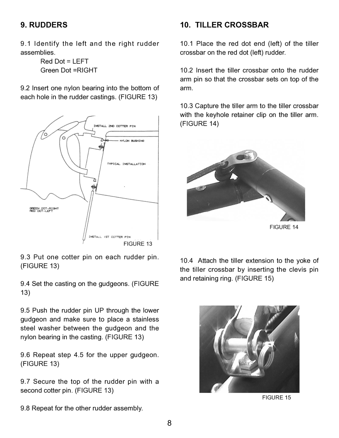 Hobie 21 manual Rudders, Tiller Crossbar 