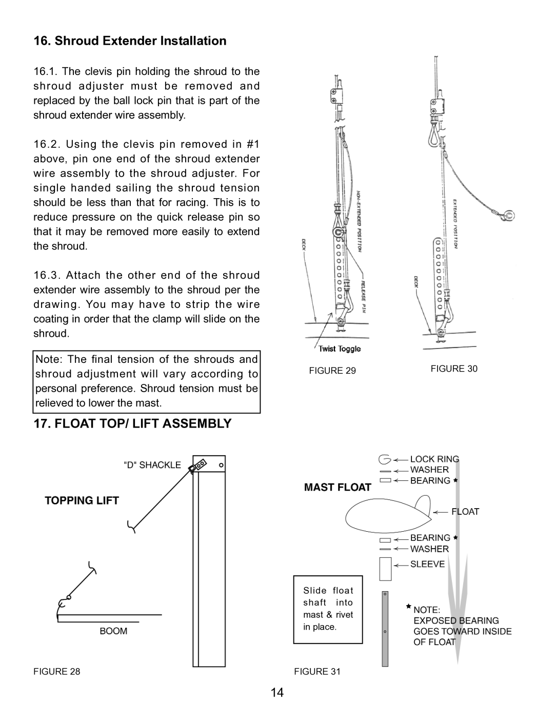 Hobie 21 manual Shroud Extender Installation, Float TOP/ Lift Assembly 