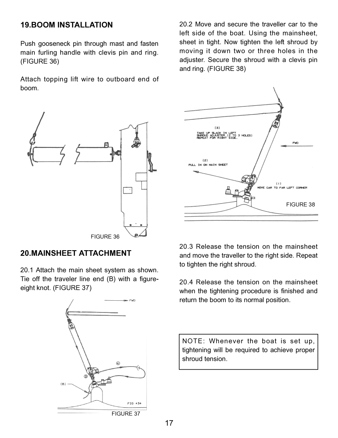 Hobie 21 manual Boom Installation, Mainsheet Attachment 