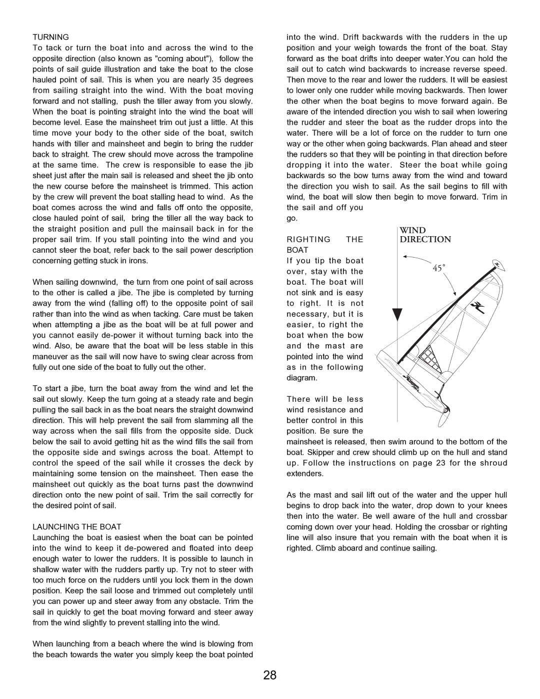 Hobie 21 manual Turning 