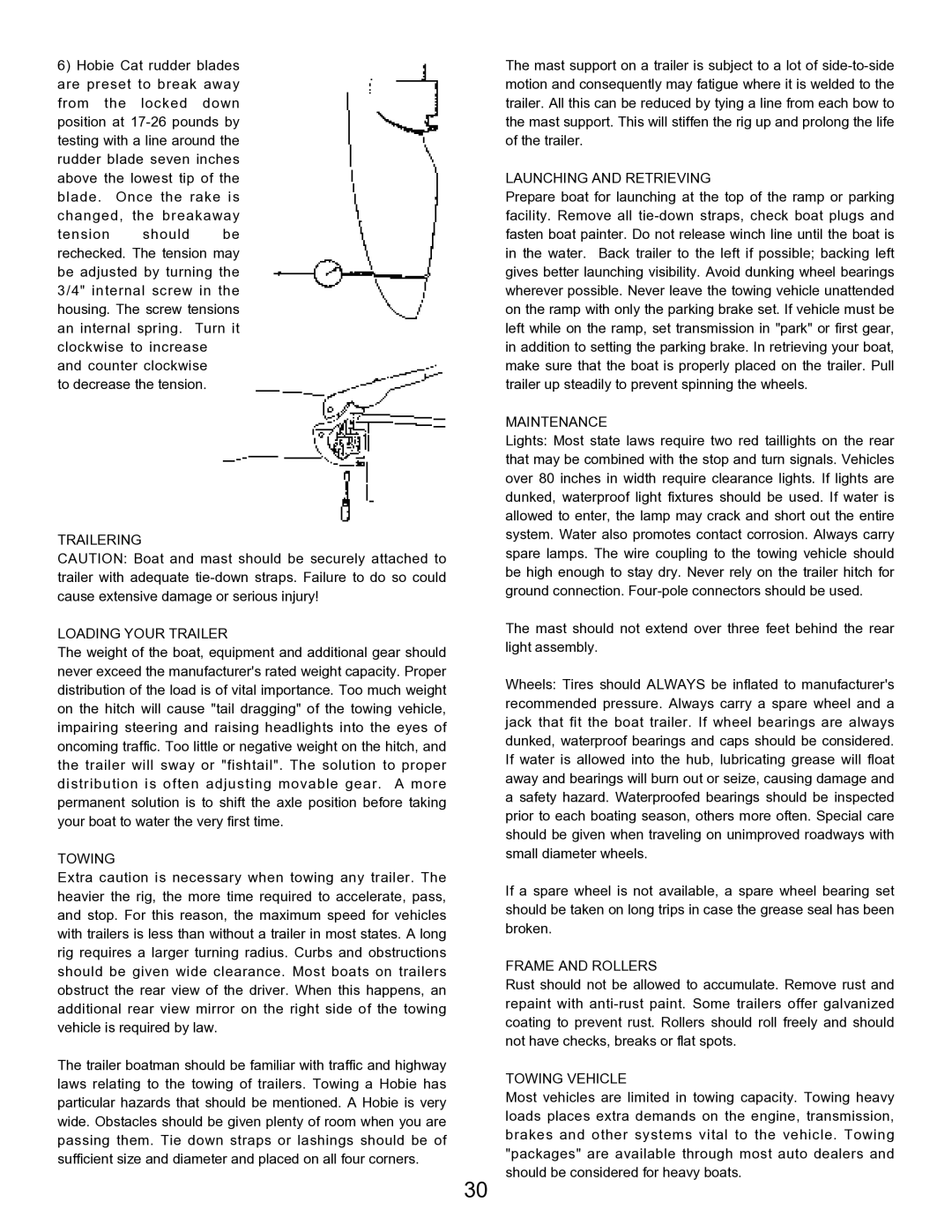 Hobie 21 manual Trailering Loading Your Trailer 