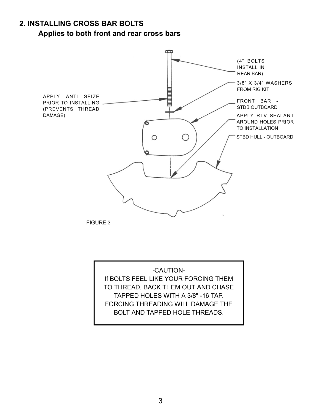 Hobie 21 manual Forcing Threading will Damage Bolt and Tapped Hole Threads 