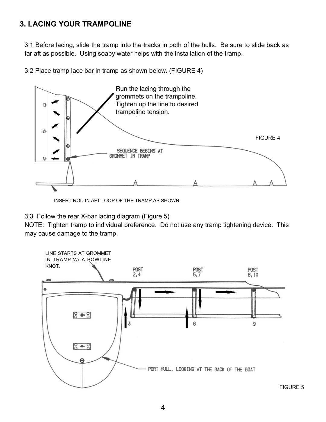 Hobie 21 manual Lacing Your Trampoline 