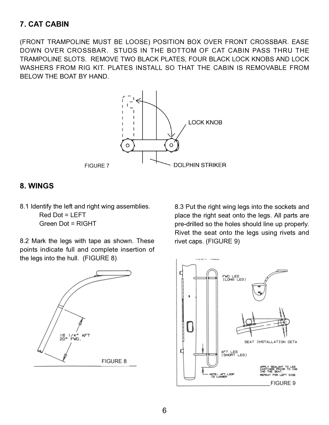 Hobie 21 manual CAT Cabin, Wings 