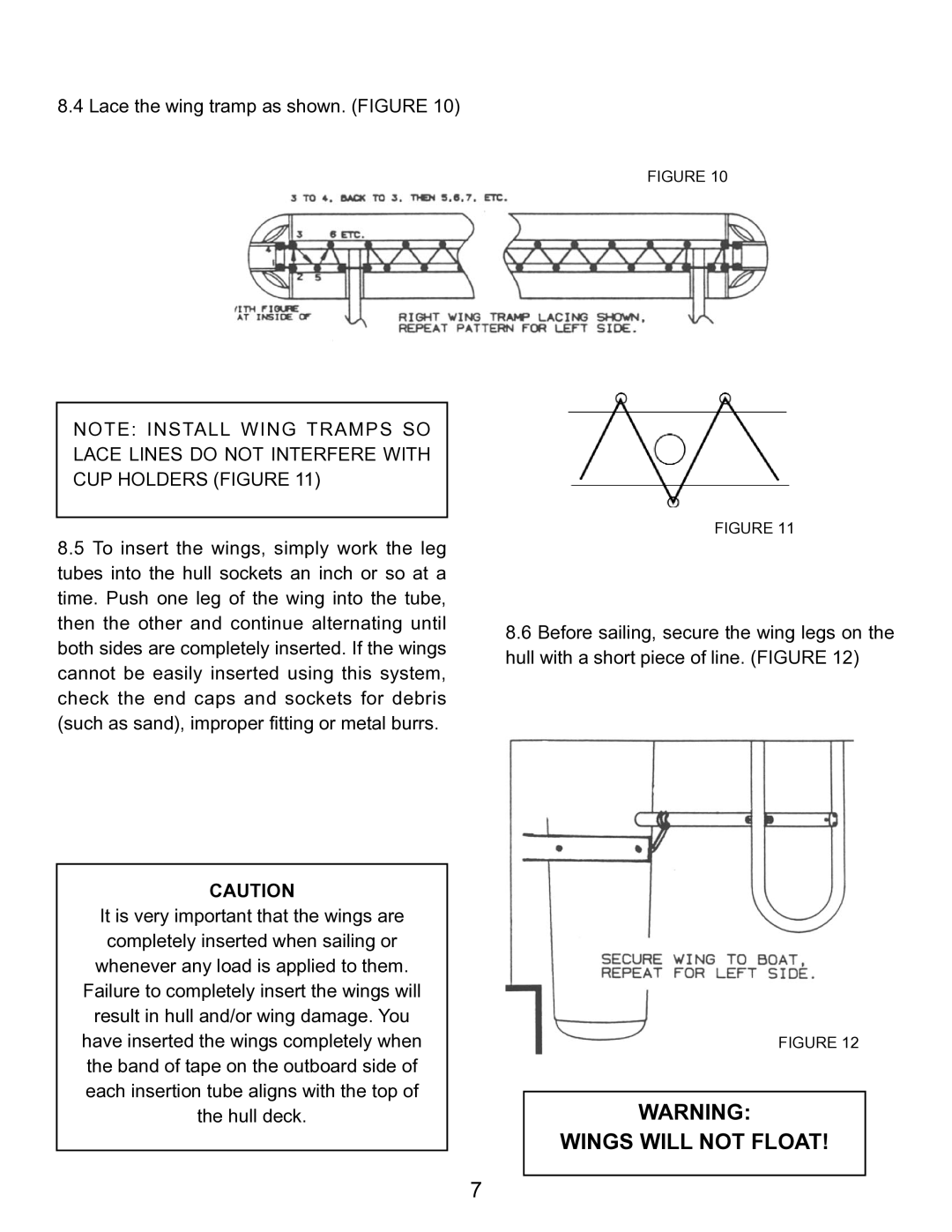 Hobie 21 manual Wings will not Float 