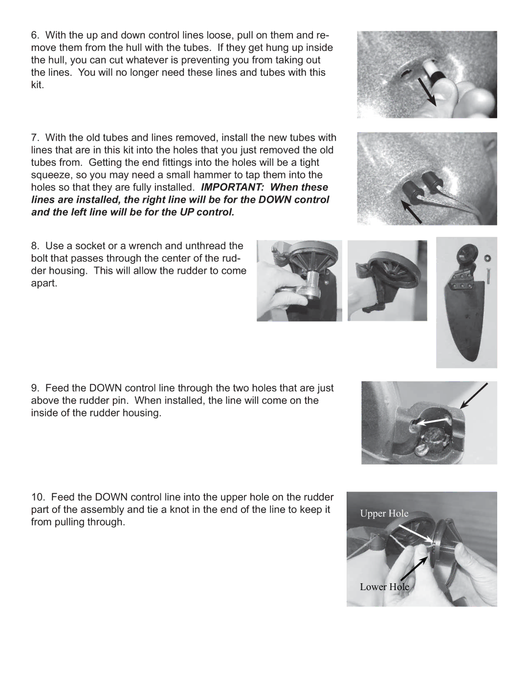 Hobie Adventure Island manual Left line will be for the UP control 