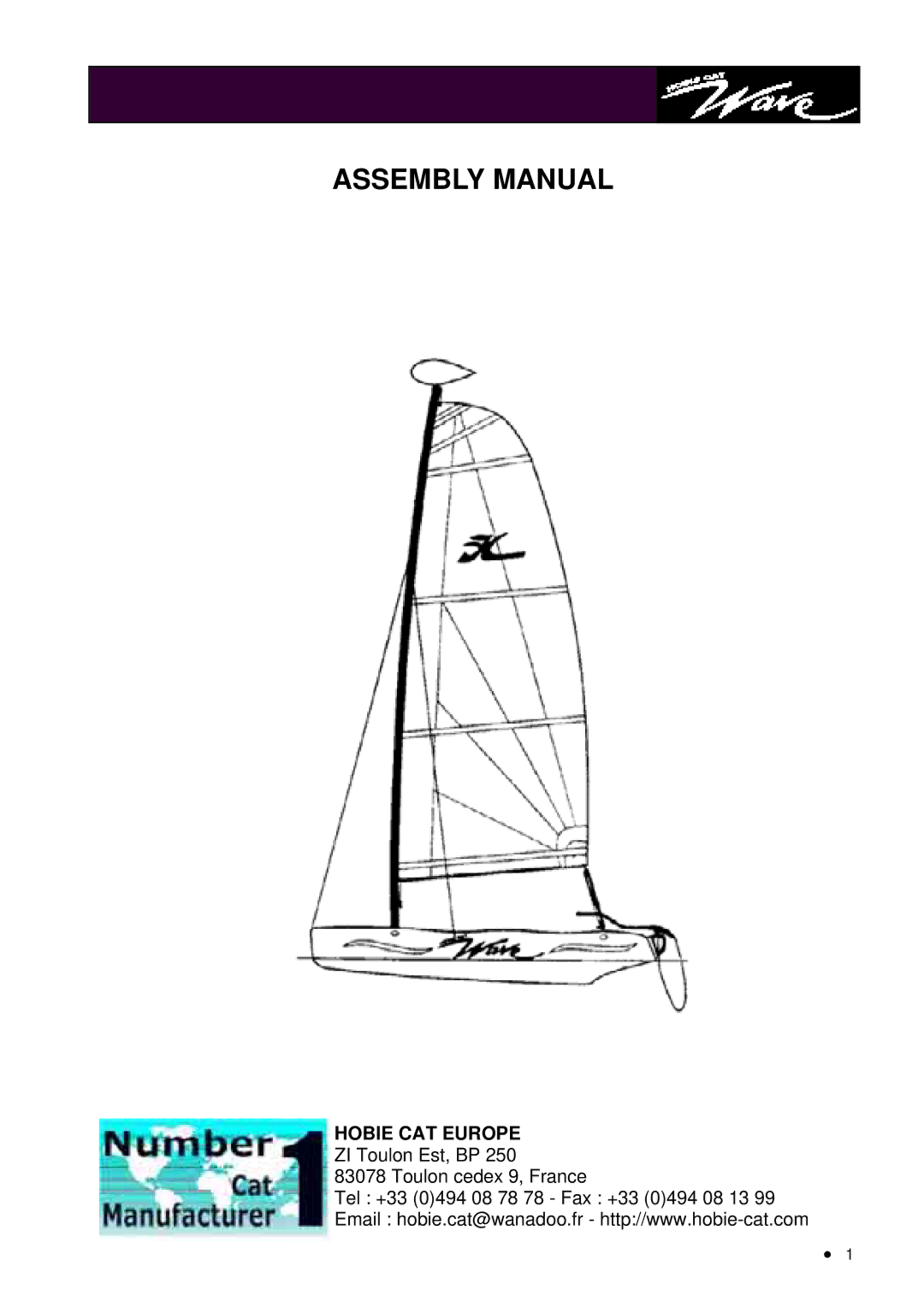 Hobie BP250 manual Assembly Manual 