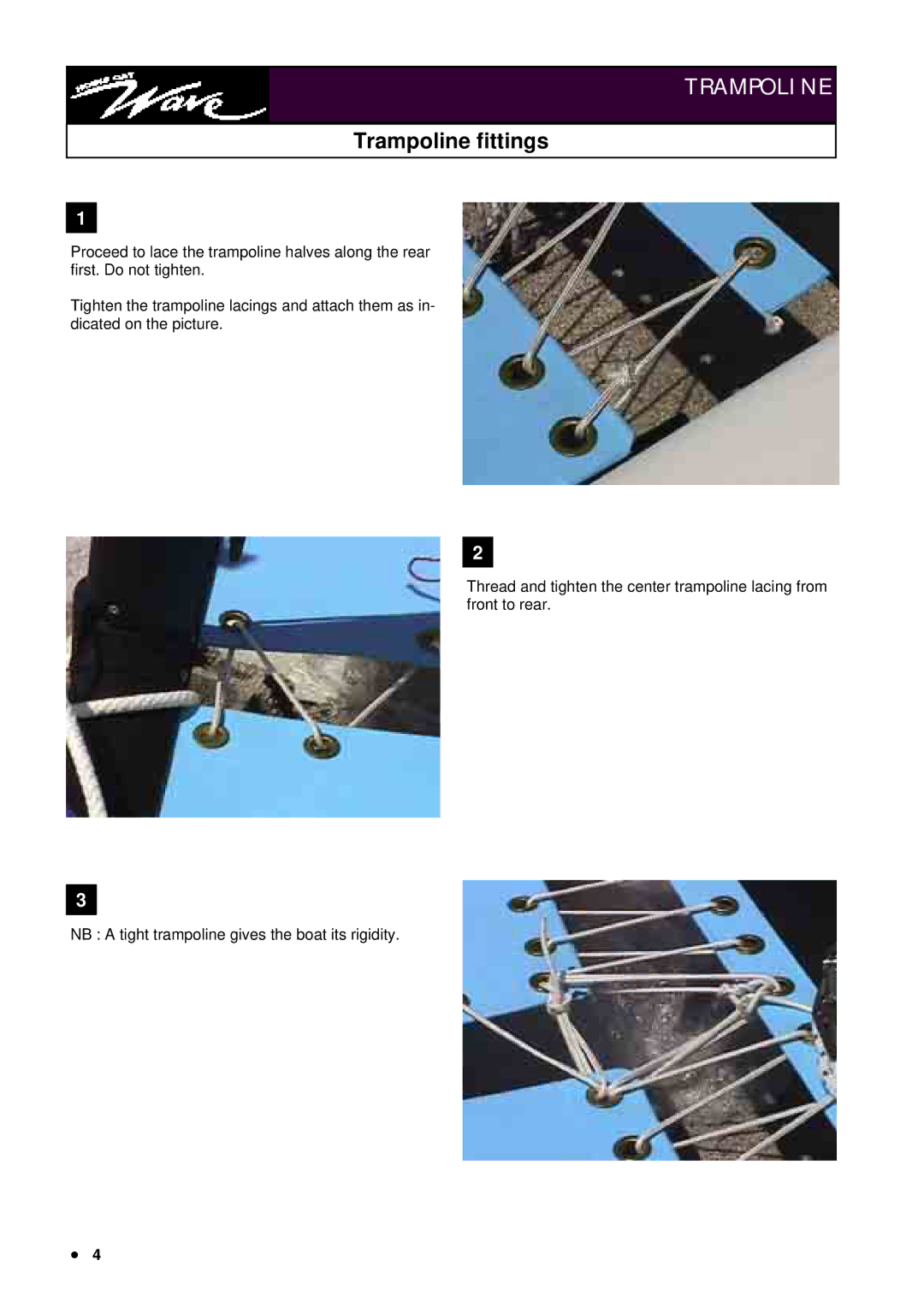 Hobie BP250 manual Trampoline fittings 