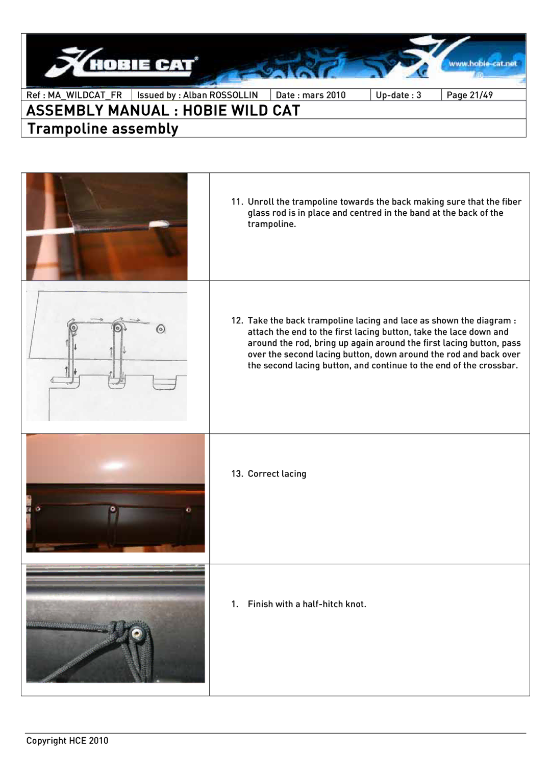 Hobie HCE 2010 manual Assembly Manual Hobie Wild CAT 