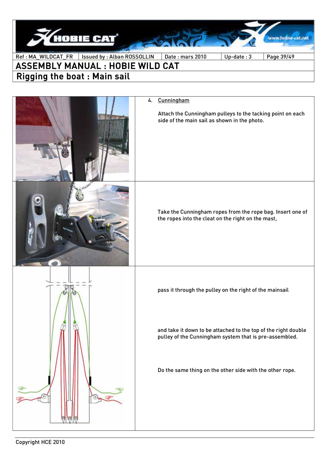 Hobie HCE 2010 manual Assembly Manual Hobie Wild CAT 