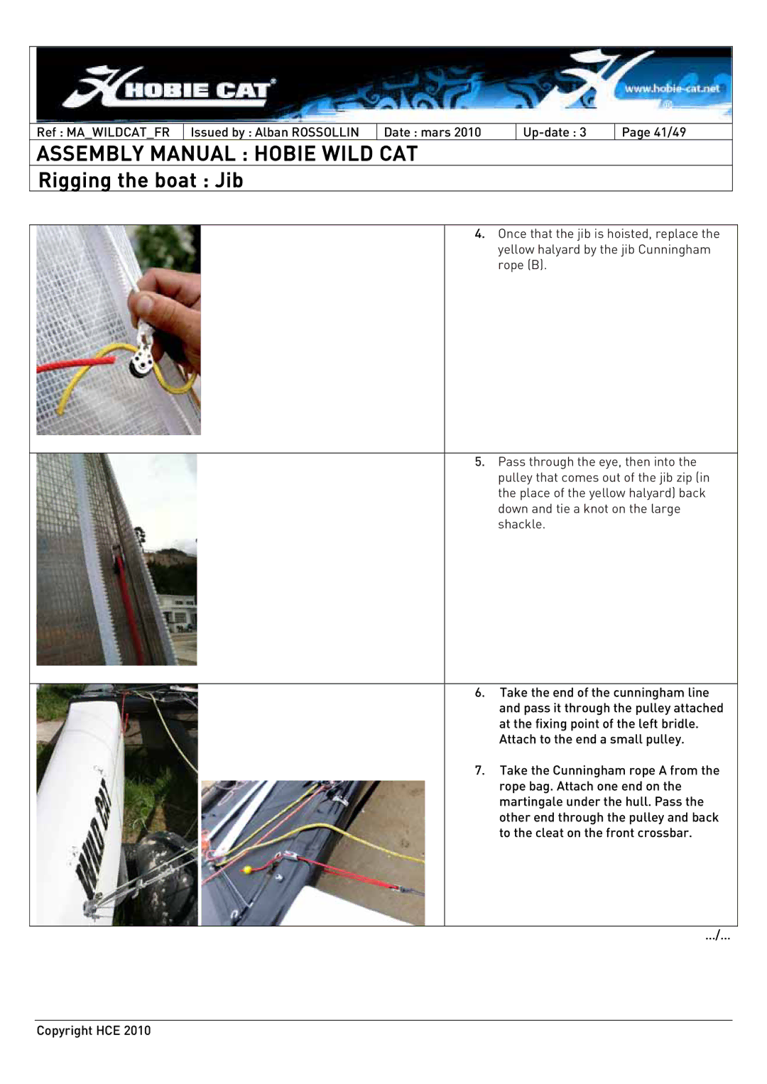 Hobie HCE 2010 manual Assembly Manual Hobie Wild CAT 