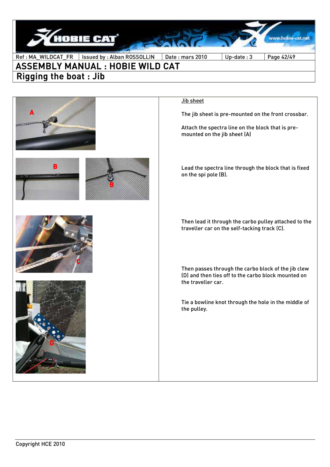 Hobie HCE 2010 manual Assembly Manual Hobie Wild CAT 