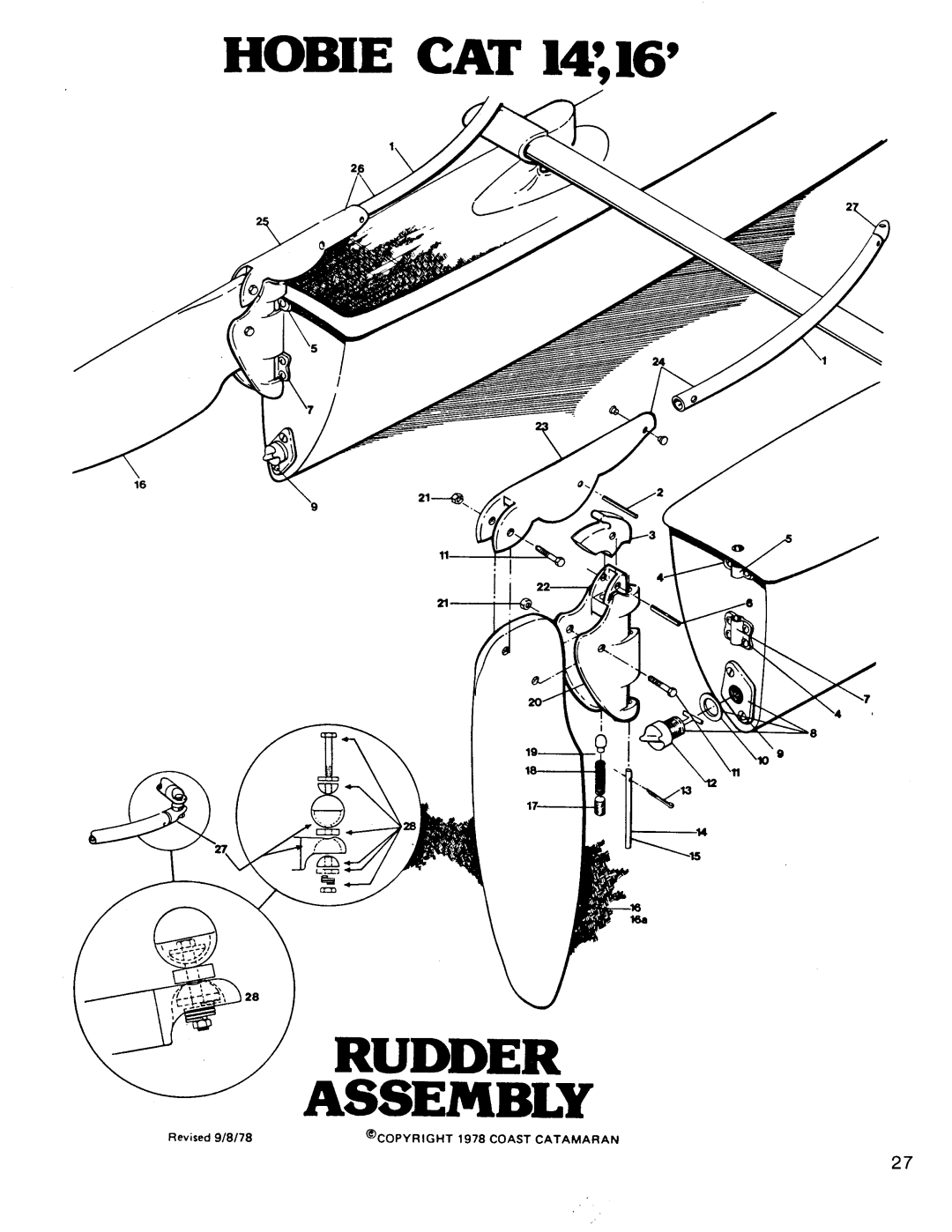 Hobie Hobie 16 manual Rudder Assembly 