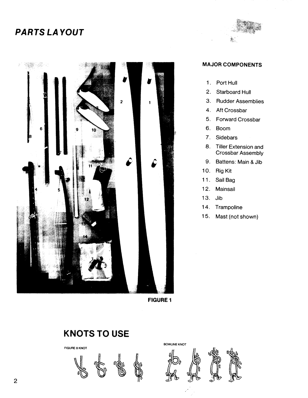 Hobie Hobie 16 manual Knots to USE, Major Components 