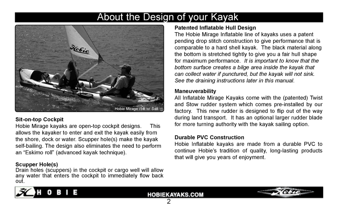 Hobie i12s manual About the Design of your Kayak 