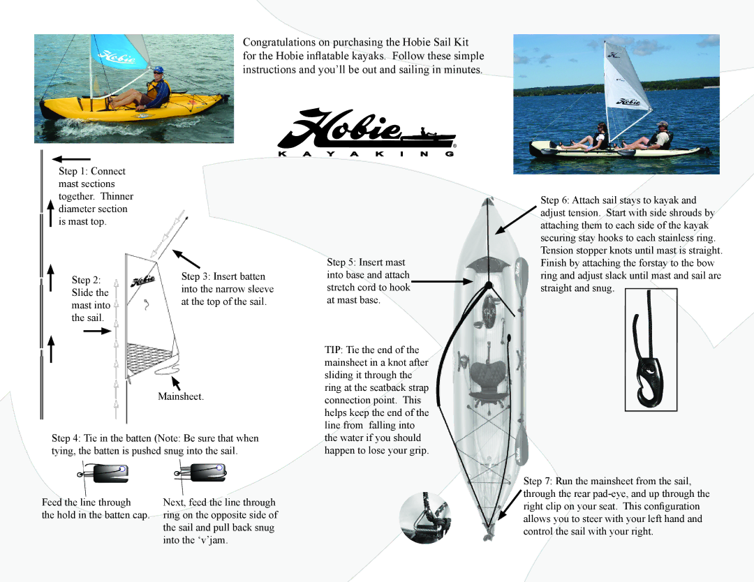 Hobie Mirage Inflatables manual Y a K I N G 