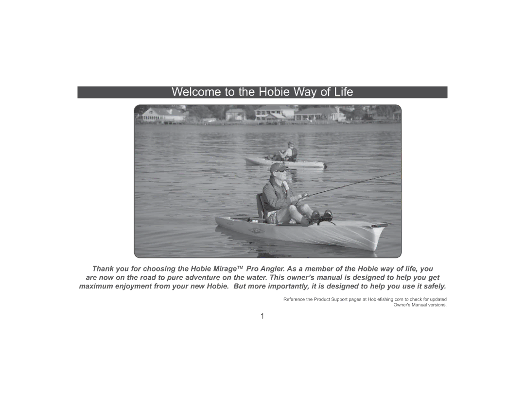 Hobie Pro Angler, 89510 manual Welcome to the Hobie Way of Life 