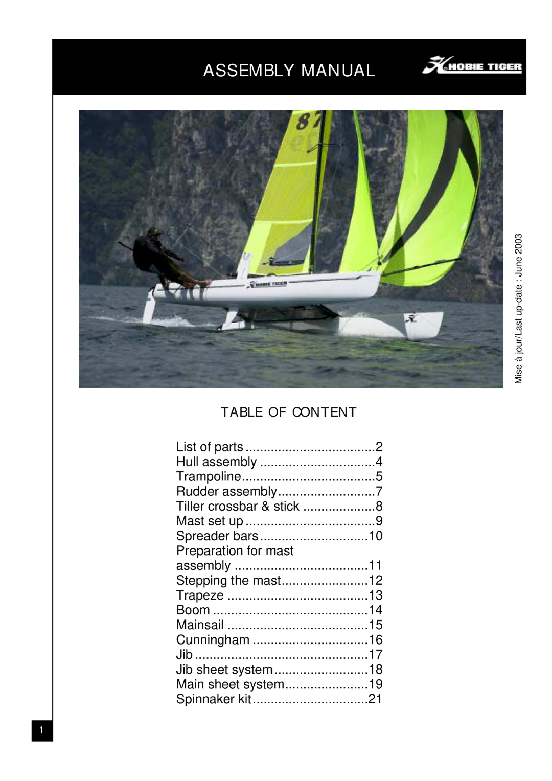 Hobie Tiger manual Assembly Manual 