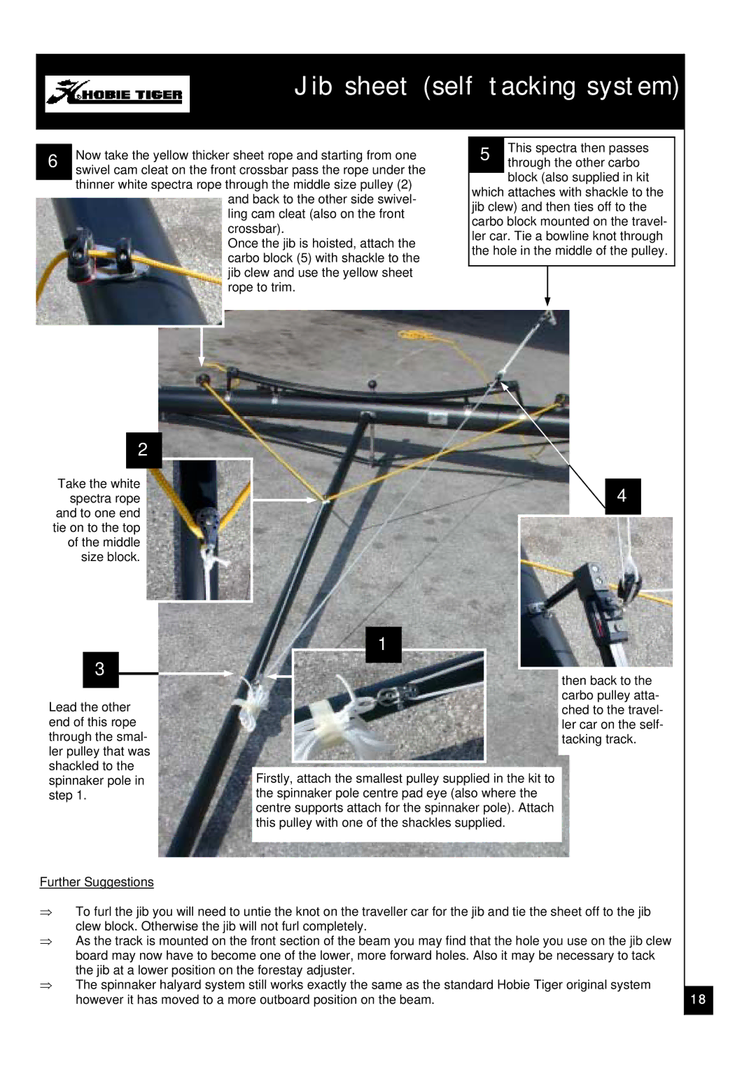 Hobie Tiger manual Jib sheet self tacking system 