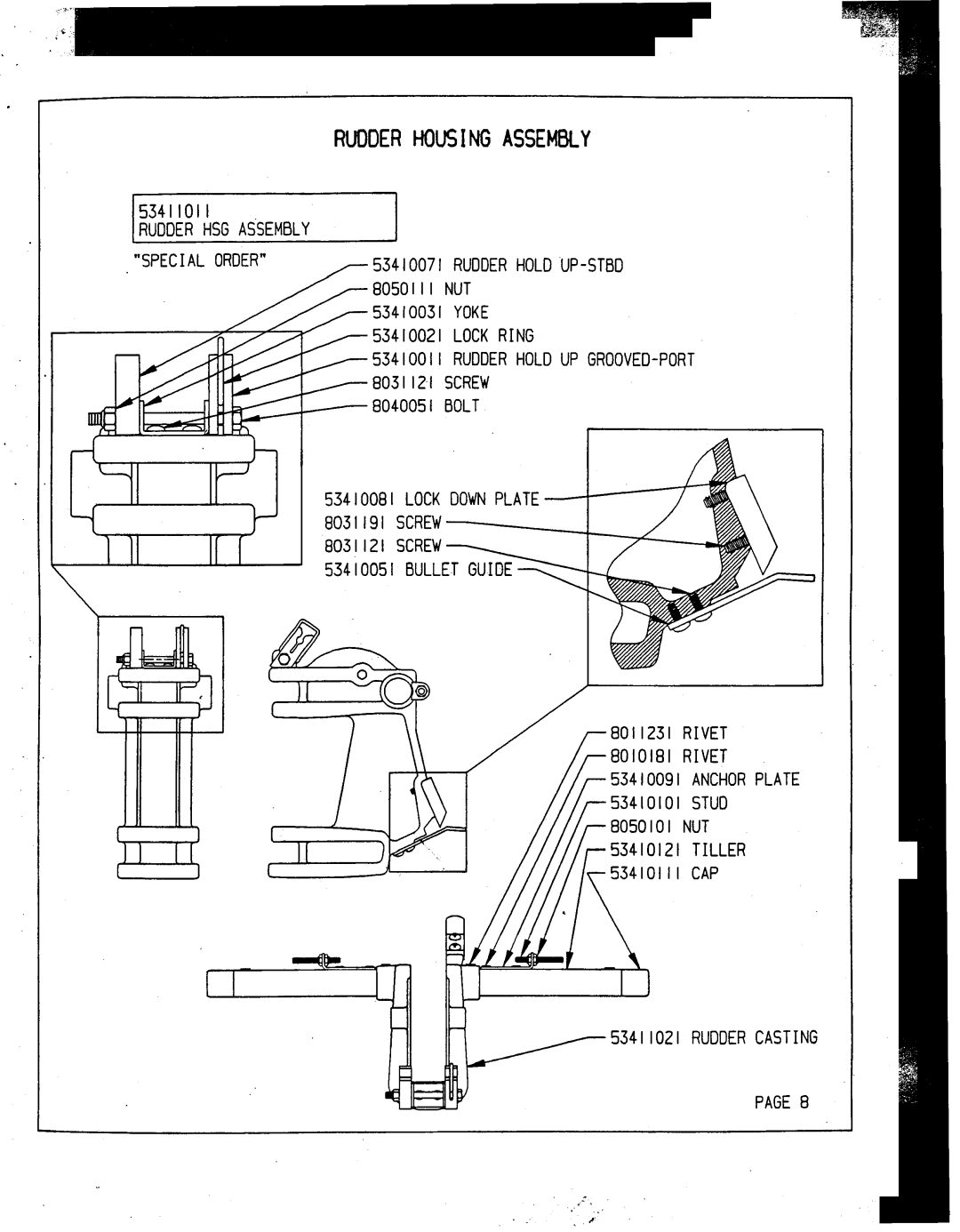 Hobie TriFoiler manual Rudderhousi NG Assembly, 153411011 