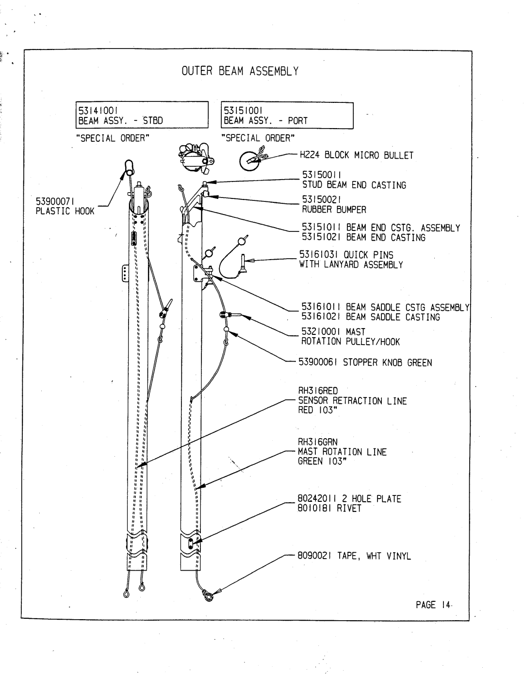 Hobie TriFoiler manual Outerbeamassembly, IBEAMASSY.-STBD IBEAMASSY.- Port 