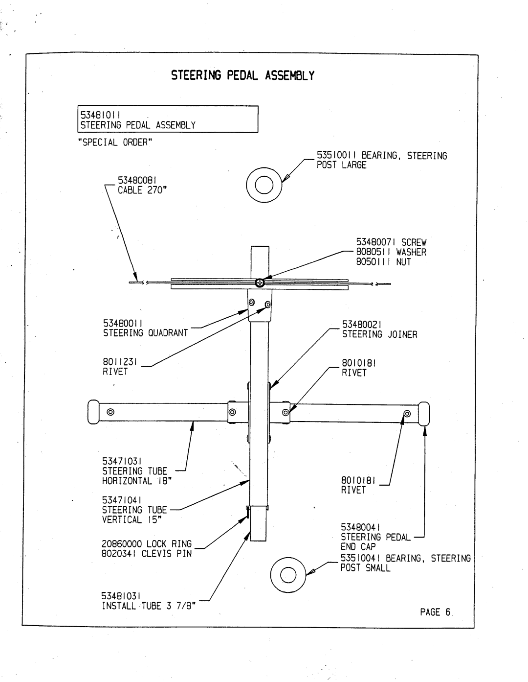 Hobie TriFoiler manual Steeringpedalassembly, Postsmall PAGE6 