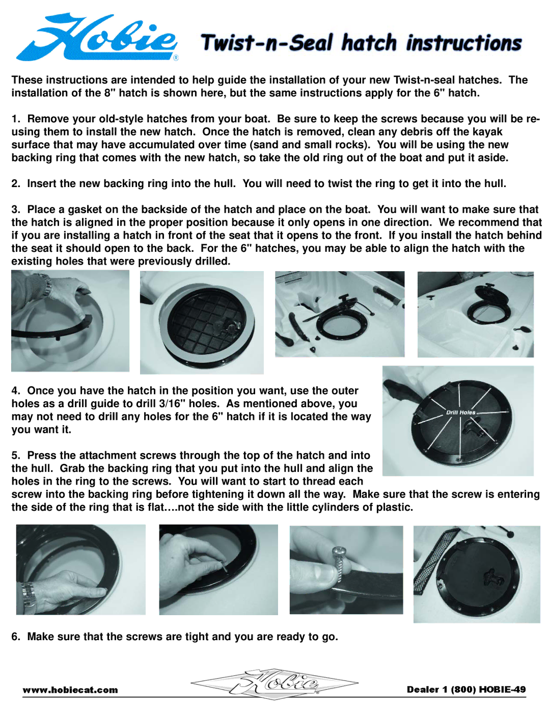 Hobie Twist-n-Seal Hatch manual 