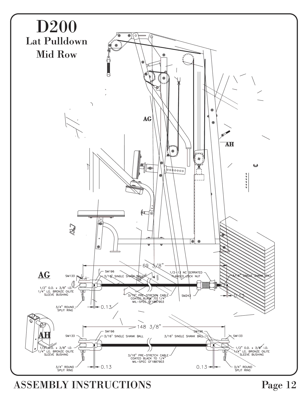 Hoist Fitness 0600-001 manual D200 