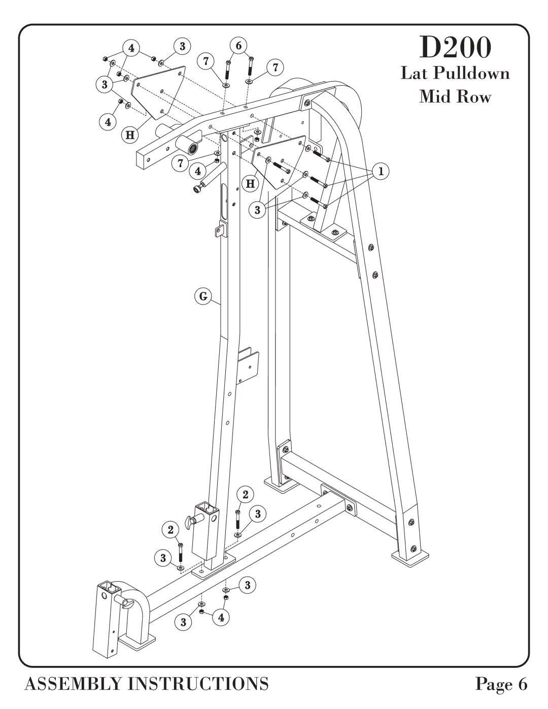 Hoist Fitness 0600-001 manual D200 