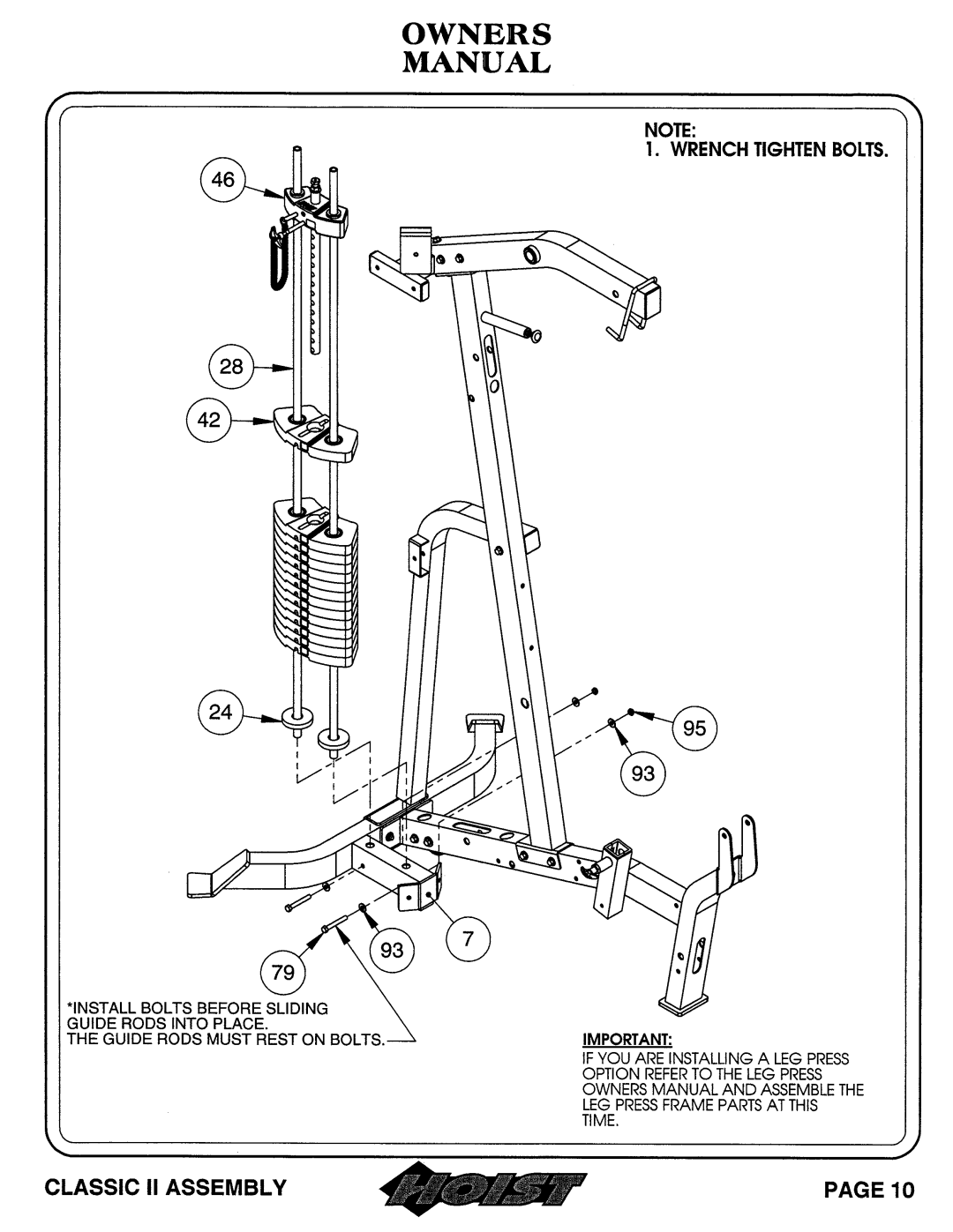 Hoist Fitness 0604-001 owner manual 