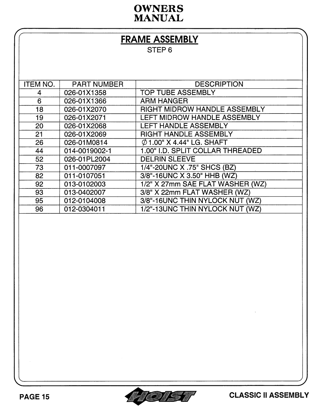 Hoist Fitness 0604-001 owner manual 