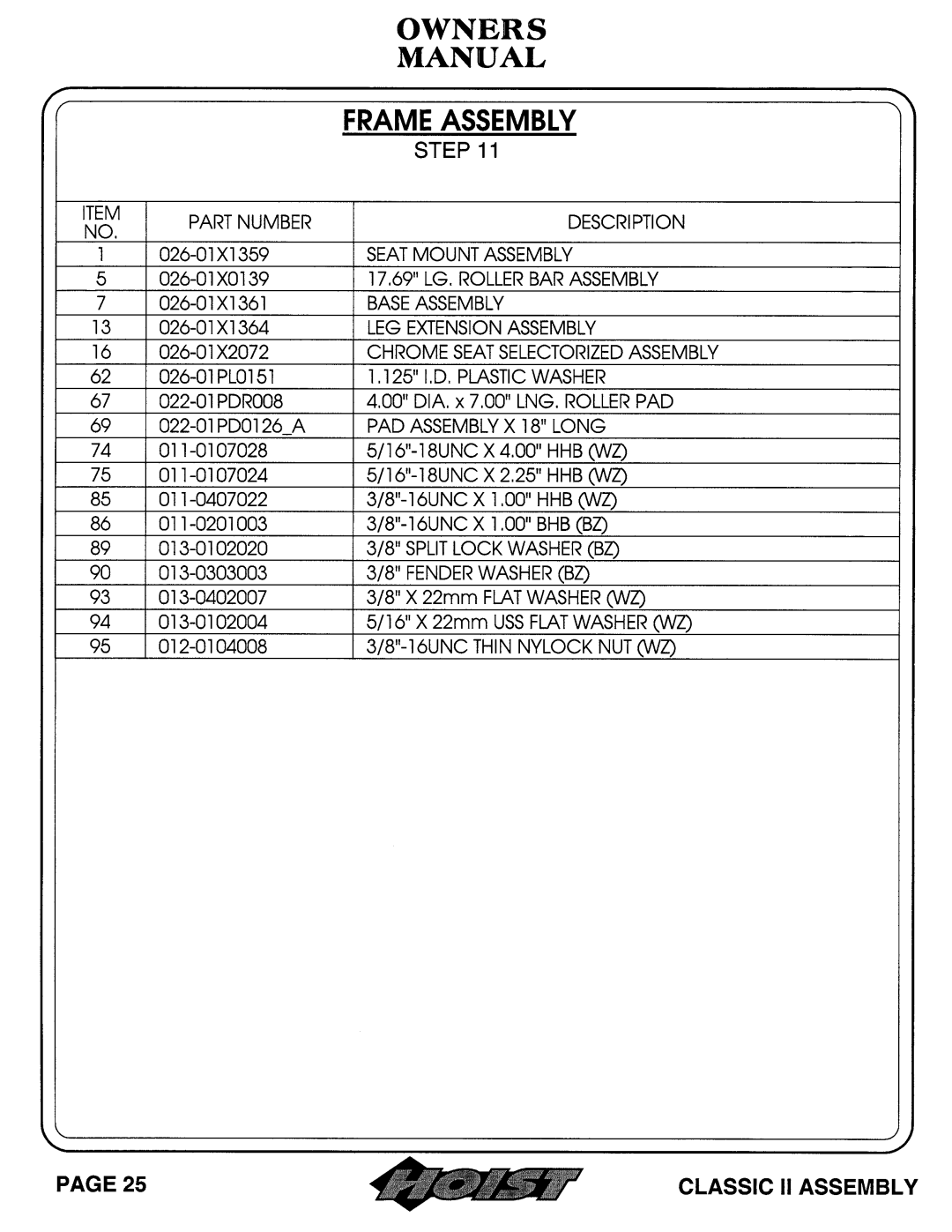 Hoist Fitness 0604-001 owner manual 