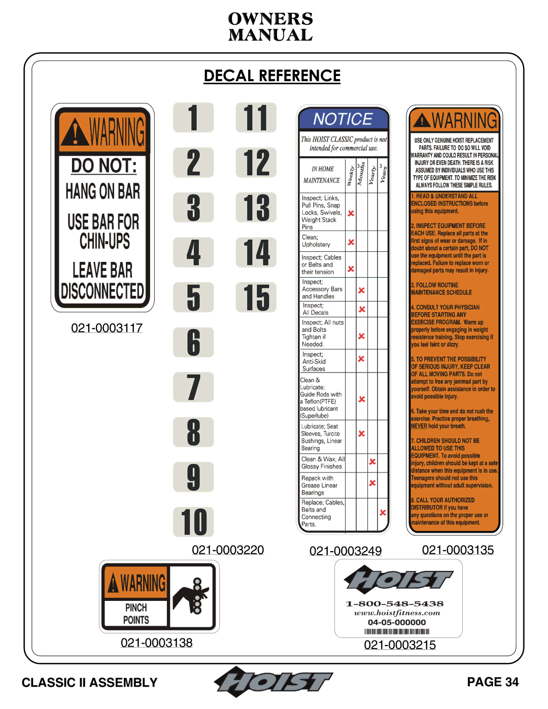 Hoist Fitness 0604-001 owner manual Owners Manual 