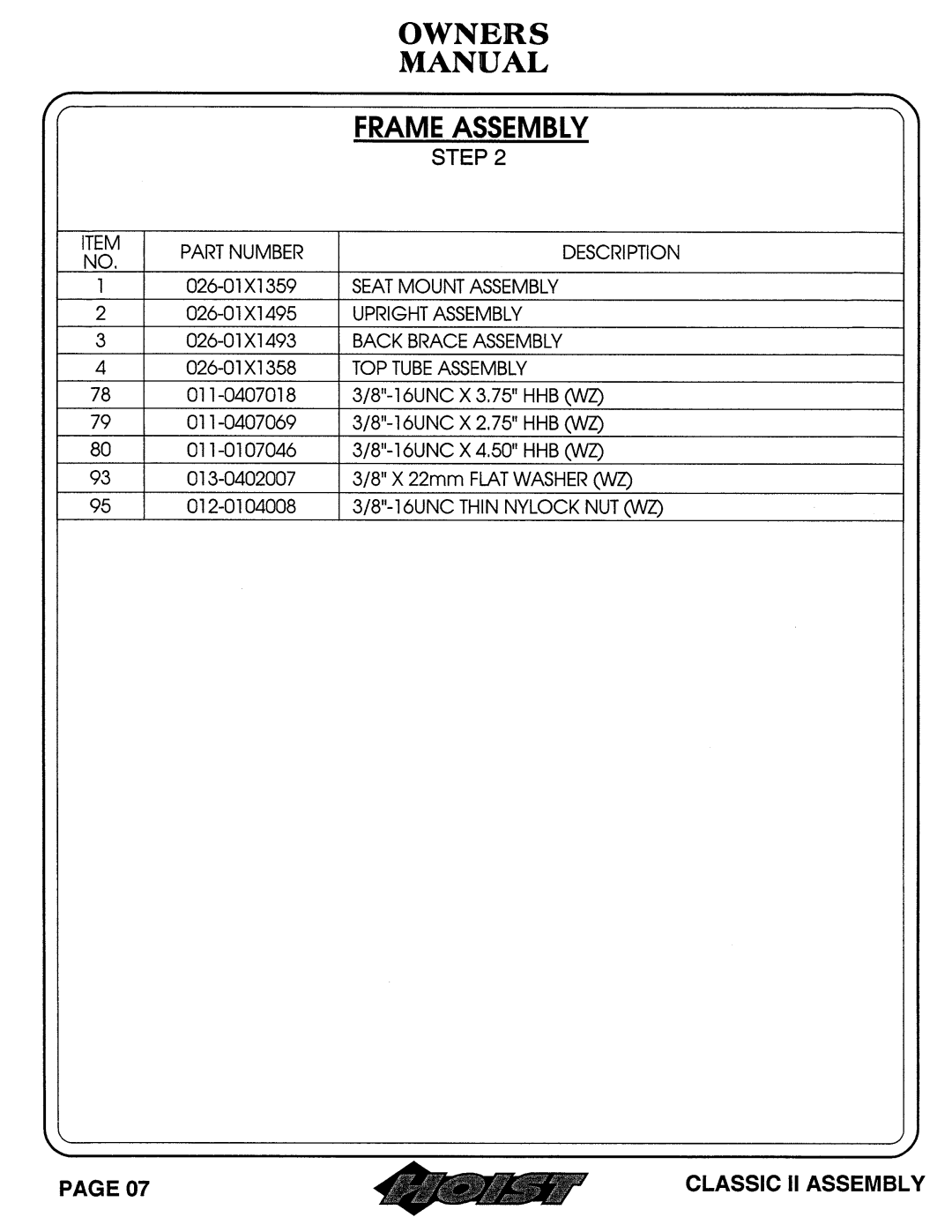 Hoist Fitness 0604-001 owner manual 