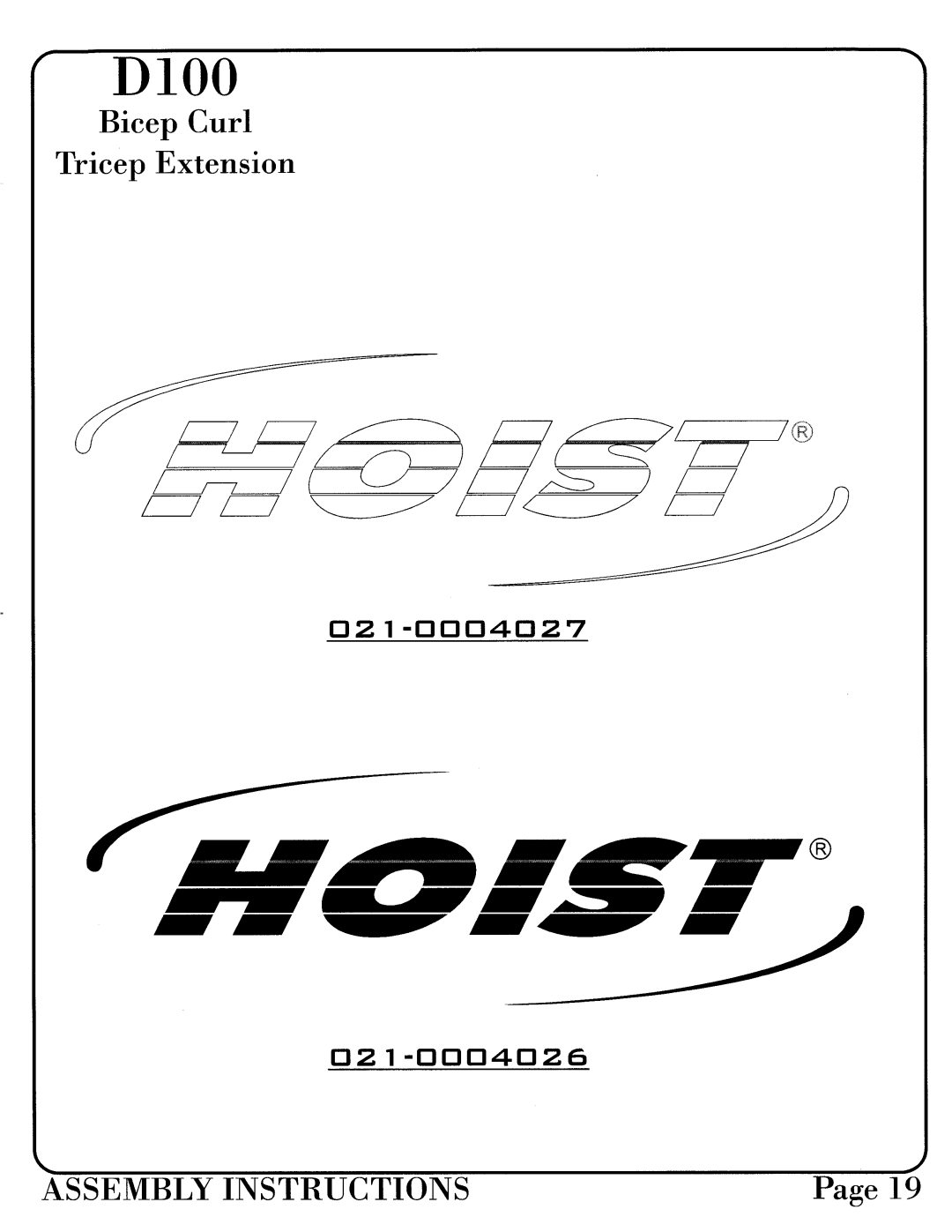 Hoist Fitness 0700-002 manual 