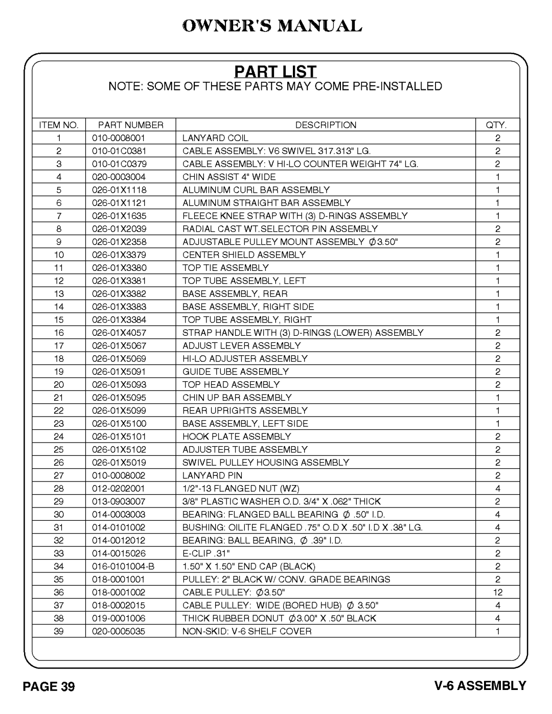 Hoist Fitness 1007-004 manual 