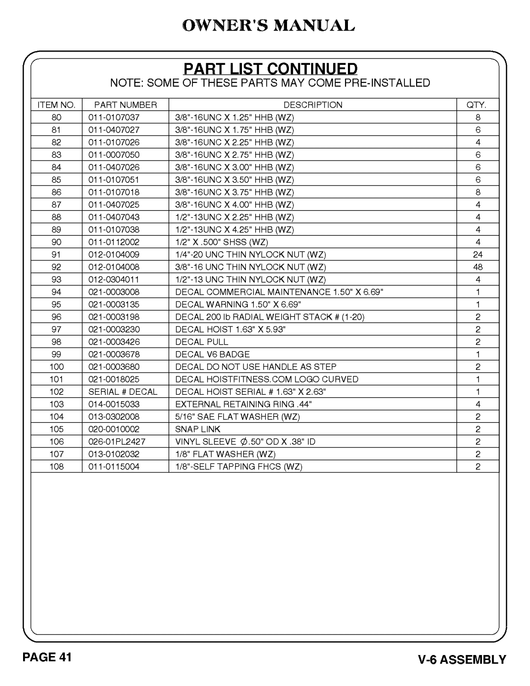 Hoist Fitness 1007-004 manual 