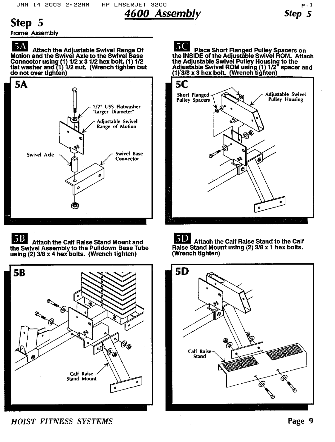 Hoist Fitness 4600 manual 