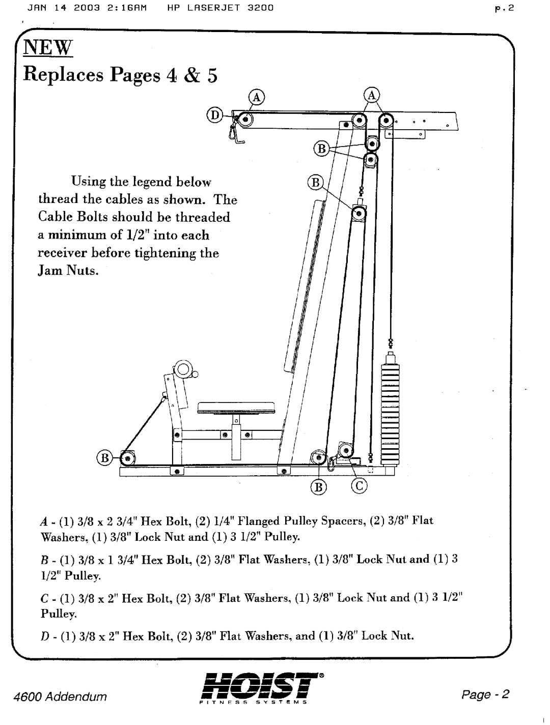 Hoist Fitness 4600 manual 