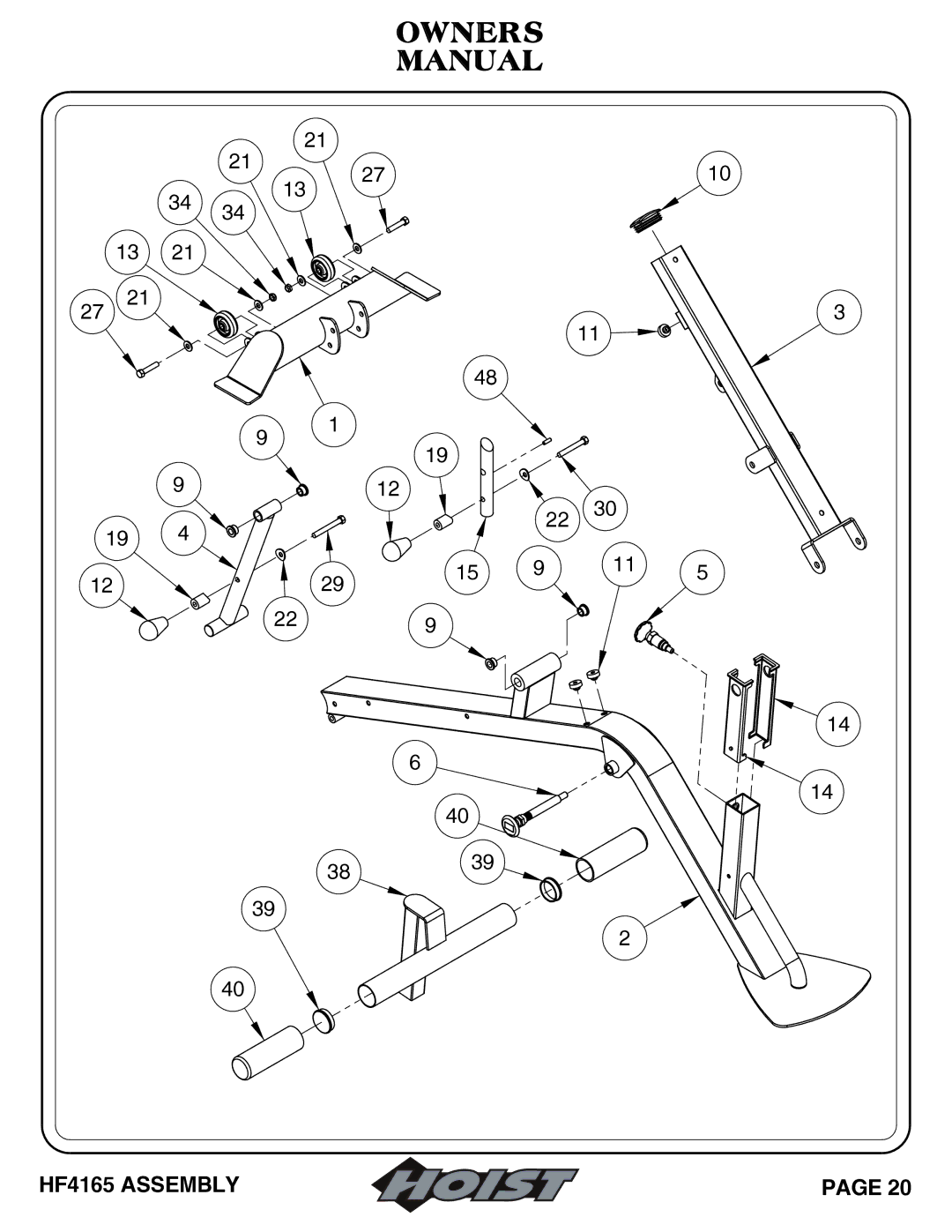 Hoist Fitness 6 Position F.I.D owner manual HF4165 Assembly 